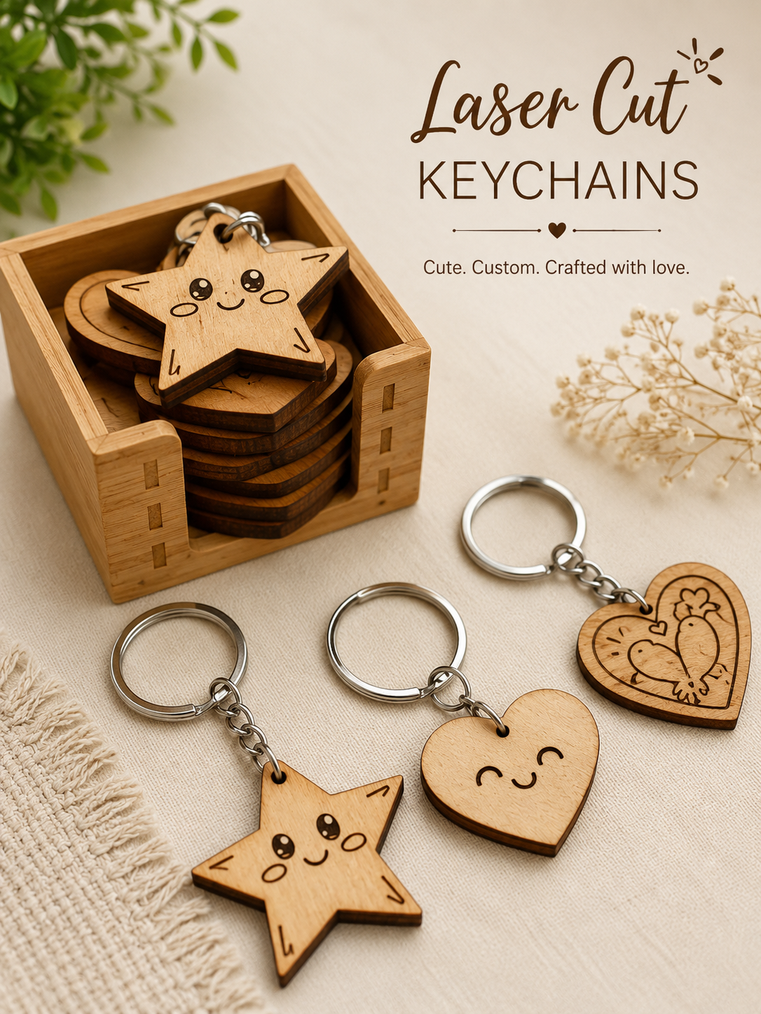 Laser Cut Wooden Keychains