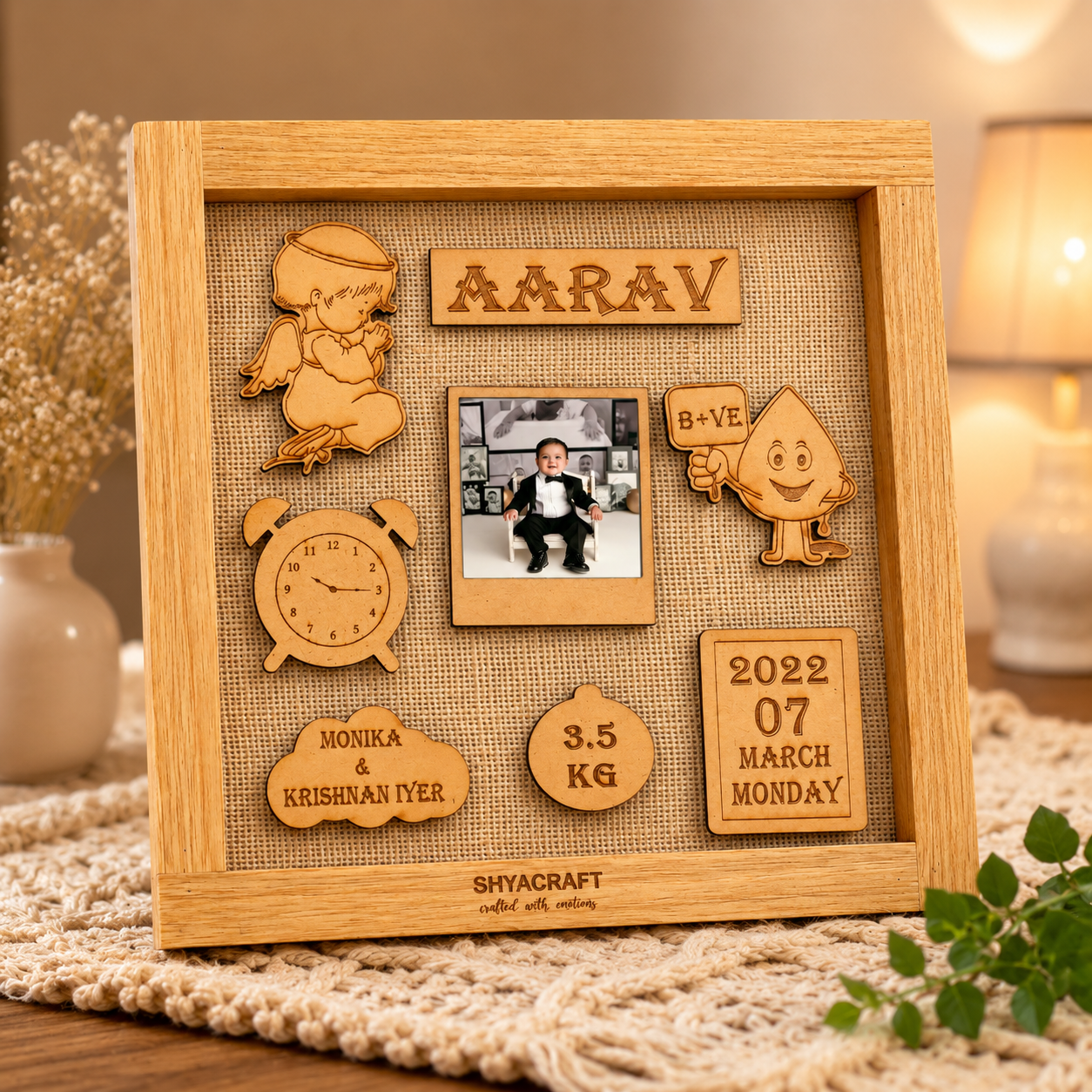 Wooden Baby Birth Details Frame 👶💛