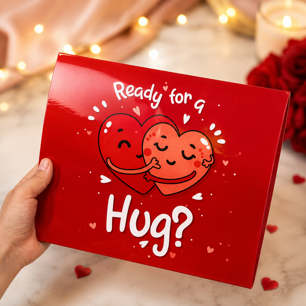 Cute hug card and love cushion combo