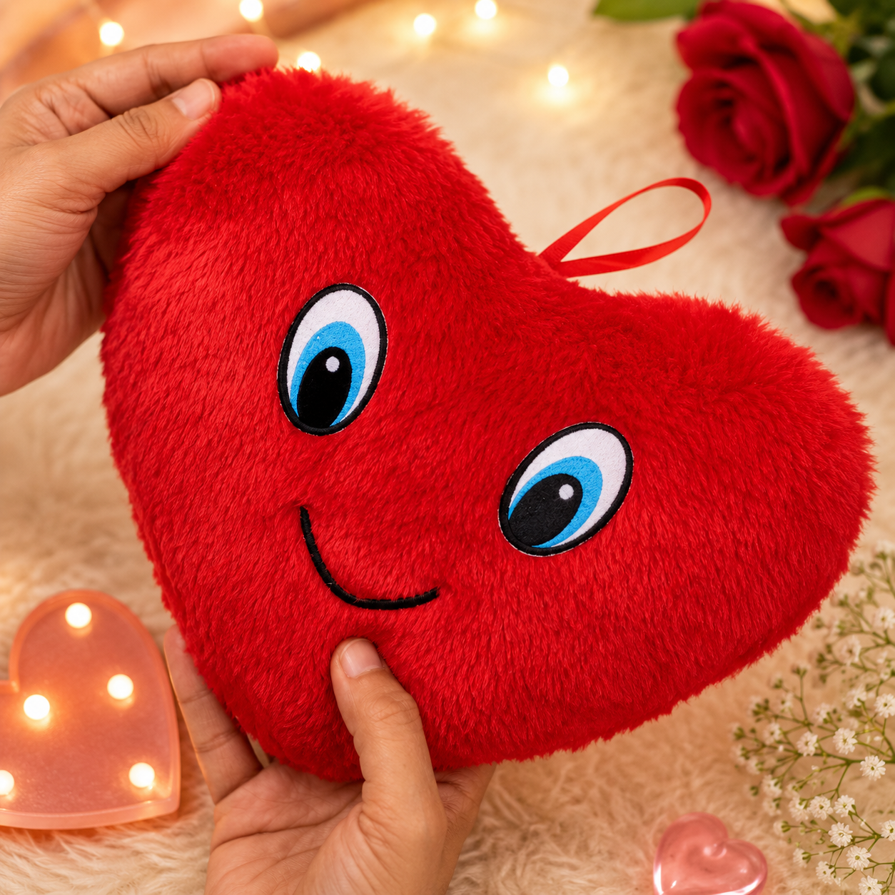 Cute hug card and love cushion combo