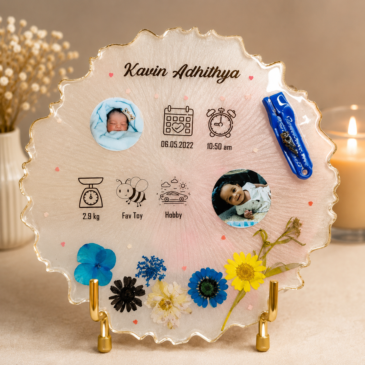 New Born Baby Memory Resin Plate