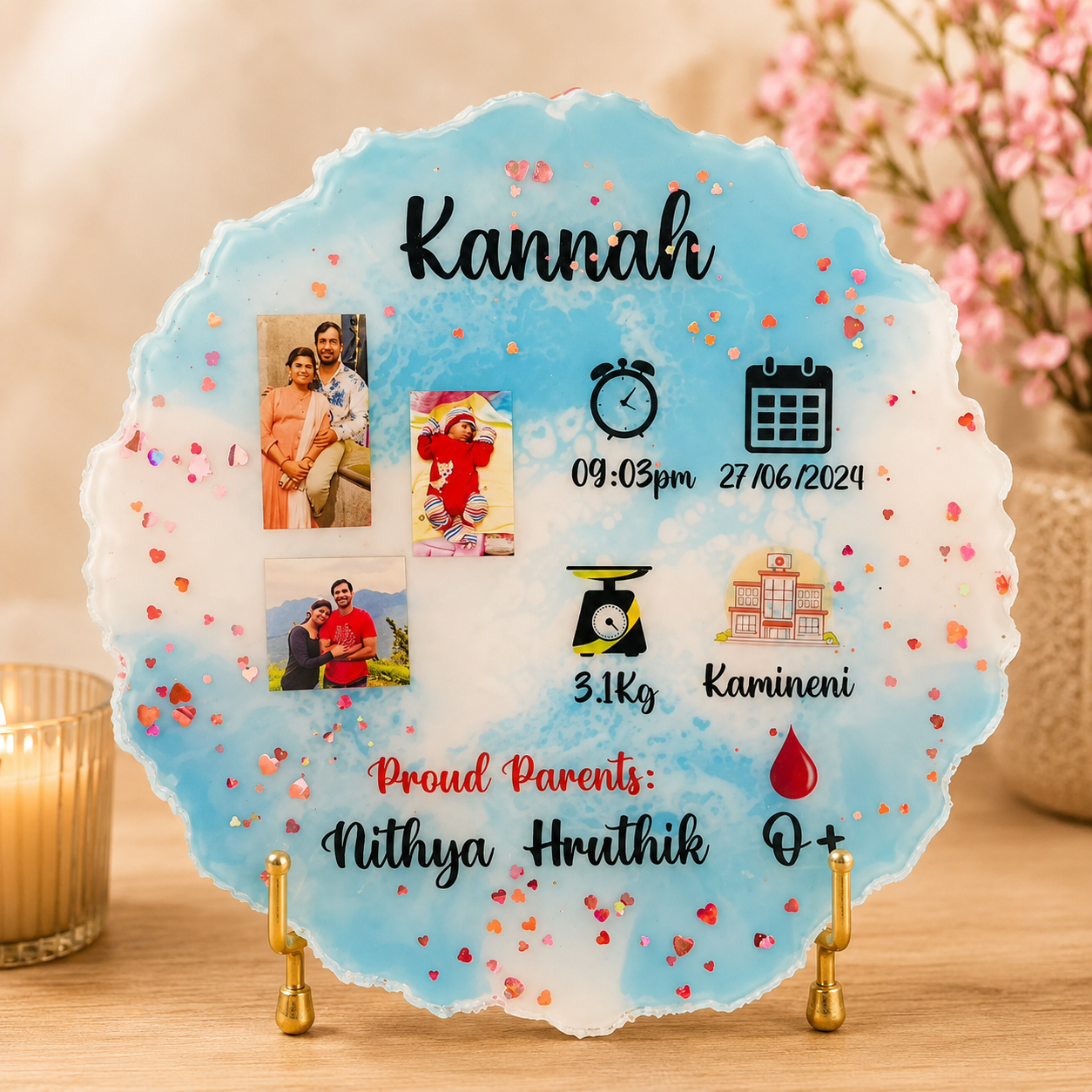New Born Baby Memory Resin Plate