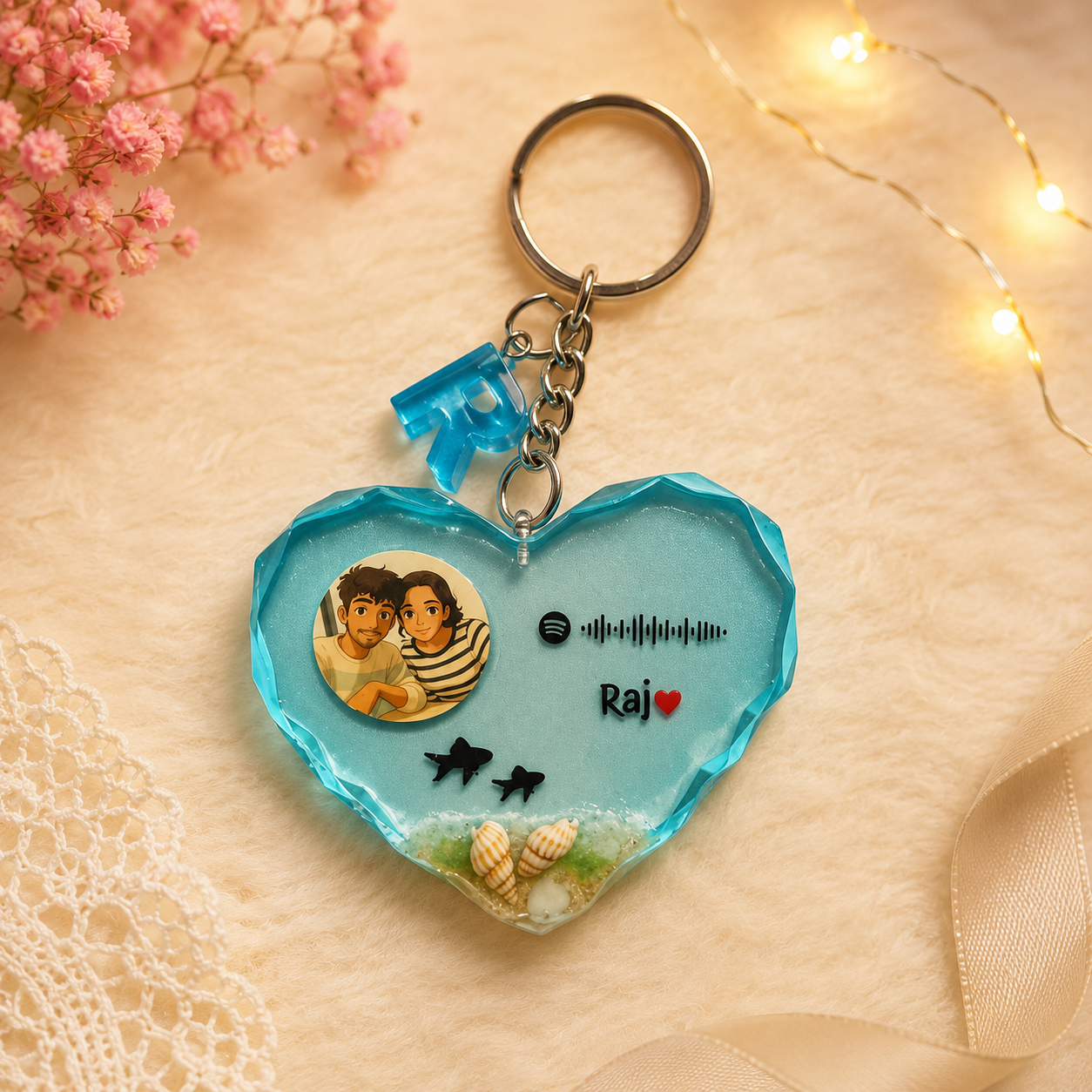 Resin Heart Keychain