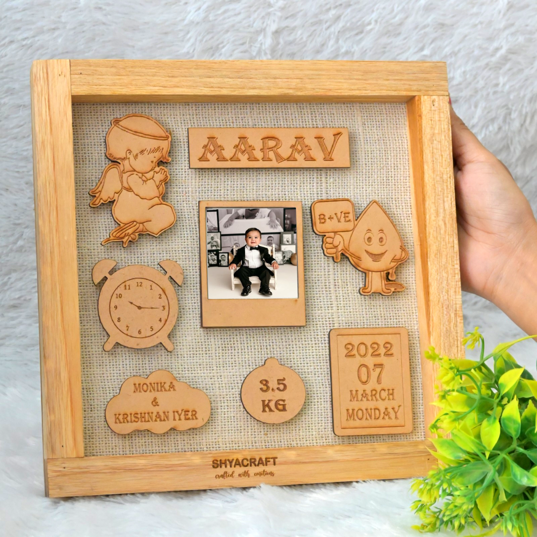 Wooden Baby Birth Details Frame 👶💛