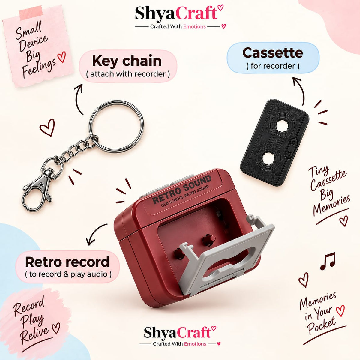 Mini Keychain Audio Recorder | Retro Design